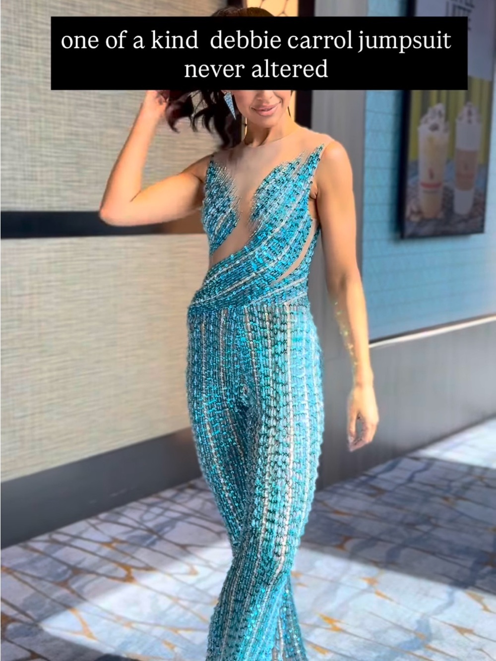 Turquoise Sequin Jumpsuit